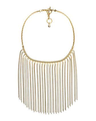 Michael Kors MKJ2690 Gold Fringe Bib Necklace 